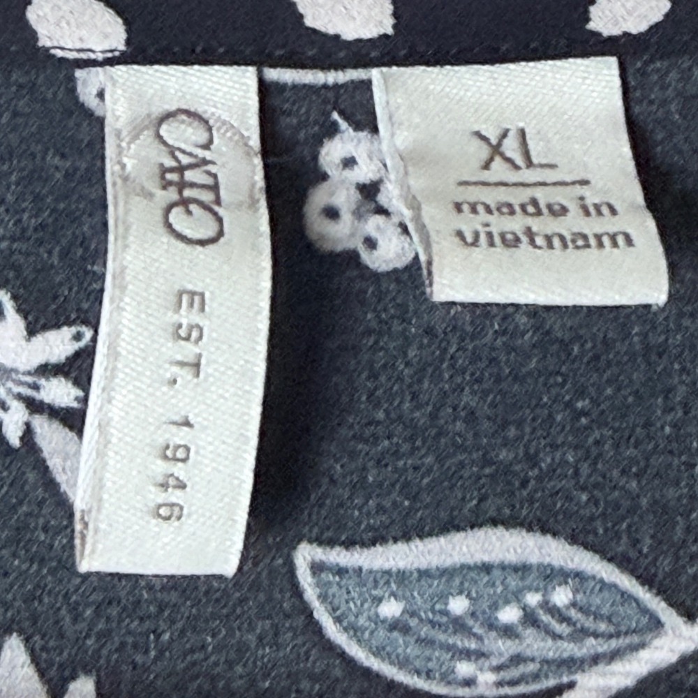 Cato Cardigan Women XL Black Floral Polka Dot Tie Kimono Top Layer Boho Pattern - Picture 6 of 8